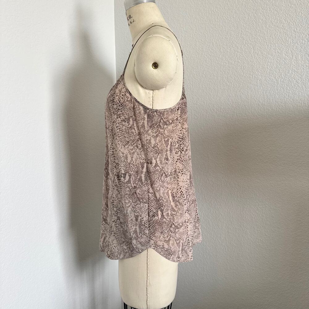 Rebecca Taylor | 100% Silk Snake Print Racer Back Tank Top with Sequins Size 2 - Picture 3 of 7